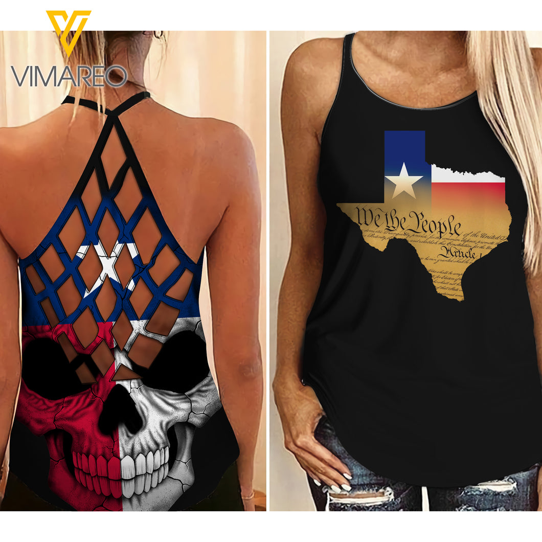 Texas GIRL Criss-Cross Open Back Camisole Tank Top WTPP