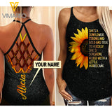 Personalized Sunflower Criss-Cross Open Back Camisole Tank Top MAR-MA31