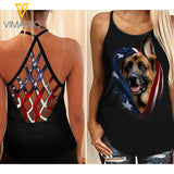 PHN German Shepherd Dog Criss-Cross Open Back Camisole Tank Top APR-MA20