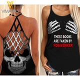 IRONWORKER BOOB Girl Criss-Cross Open Back Camisole Tank Top Legging 2004NGBA