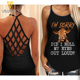 Angus cattle- My eyes out loud Criss-Cross Open Back Camisole Tank Top Legging TVMR