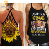 PITBULL DOG CRISS-CROSS OPEN BACK CAMISOLE TANK TOP