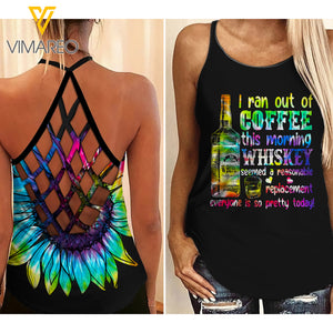 Whiskey girl Criss-Cross Open Back Camisole Tank Top 0504NGBA