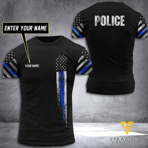 US Blue line Flag Police Customized 3D PRINTED SHIRT