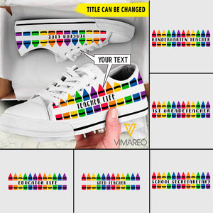 Personalized color teaching life 3D low top shoes