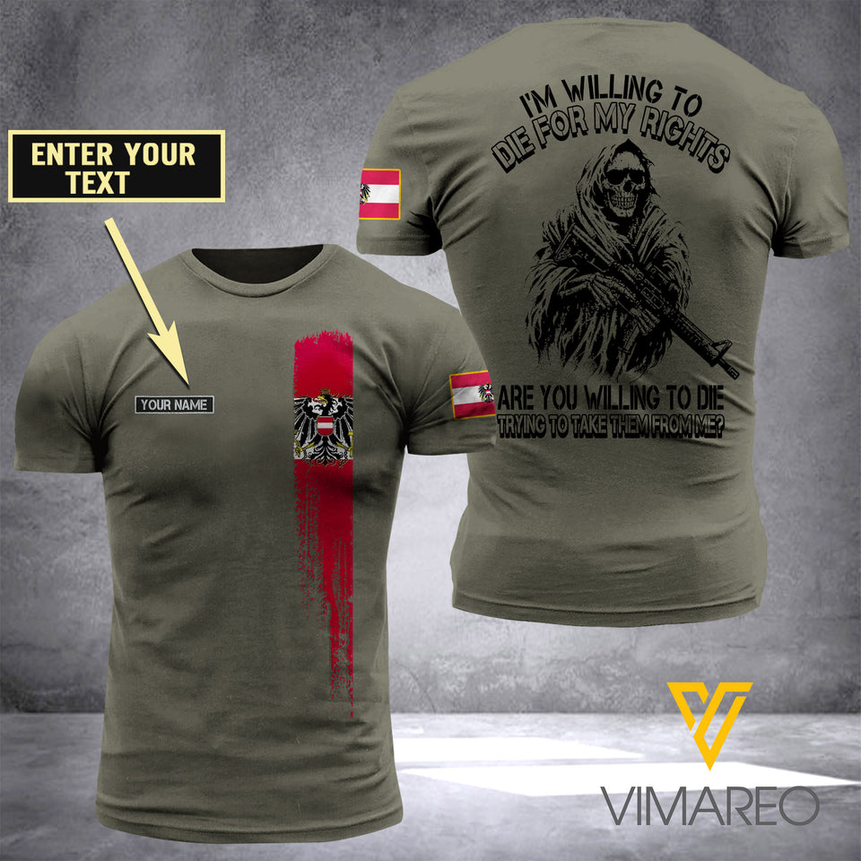 Customized Austria Soldier 3D Printed Shirt ZA054