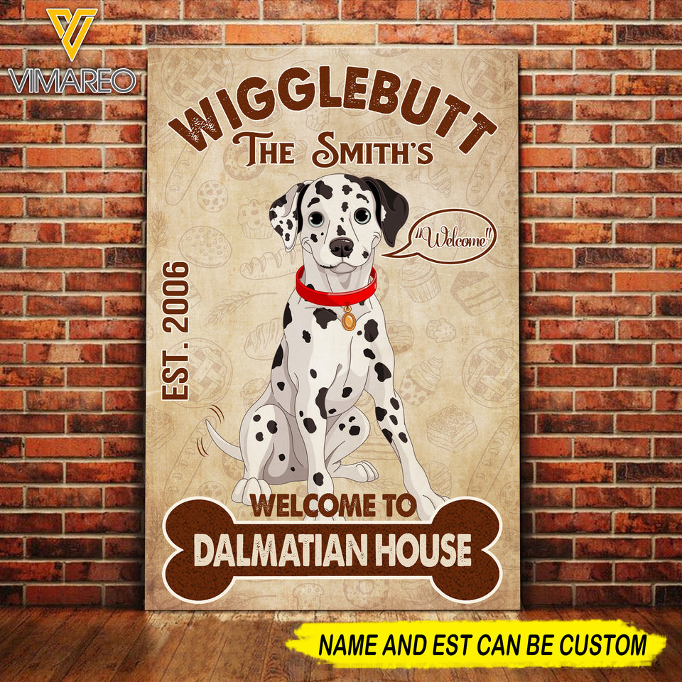 PERSONALIZED WELCOME TO DALMATIAN DOG BAKING HOUSE CANVAS TNDT0708