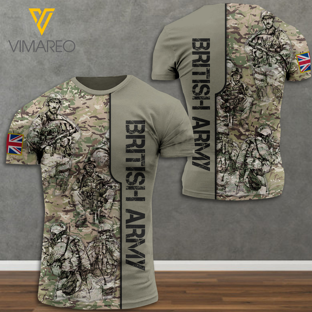 BRITISH ARMY CAMO T SHIRT 3D PRINTED