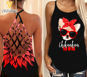 Chihuahua Mom Criss-Cross Open Back Camisole Tank Top