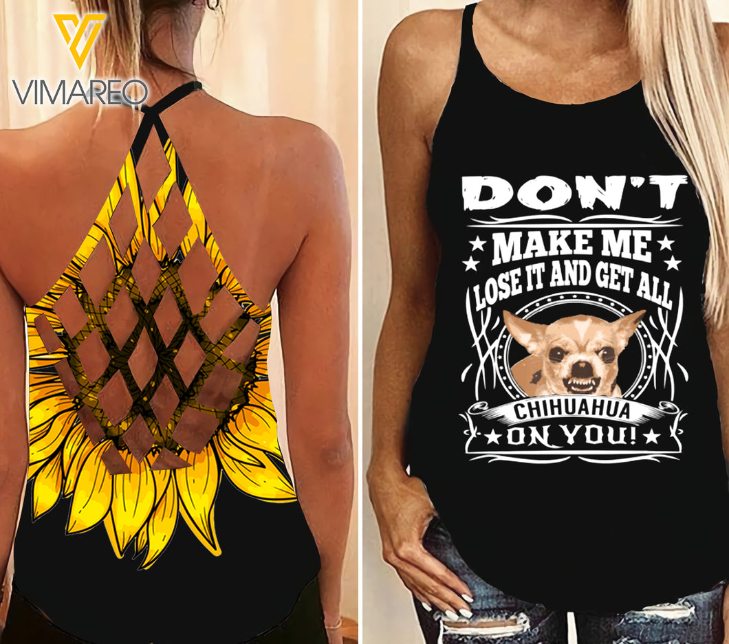 Chihuahua On You Criss-Cross Open Back Camisole Tank Top