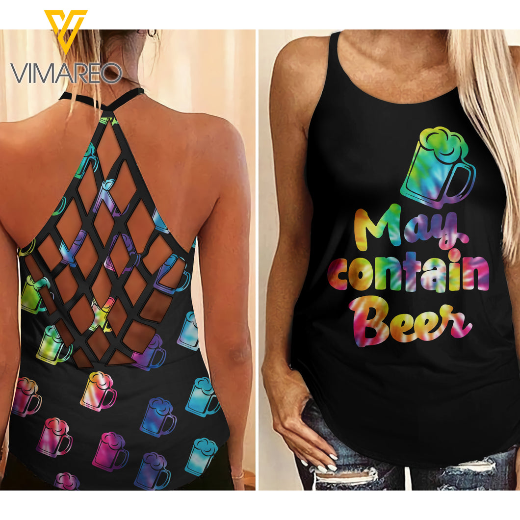 MAY CONTAIN BEER CRISS-CROSS TANK TOP 2
