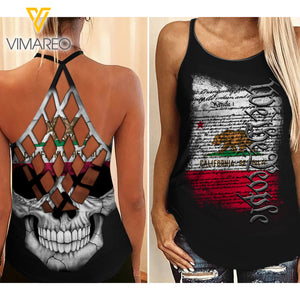 CALIFORNIA-WE THE PEOPLE CRISS-CROSS OPEN BACK CAMISOLE TANK TOP