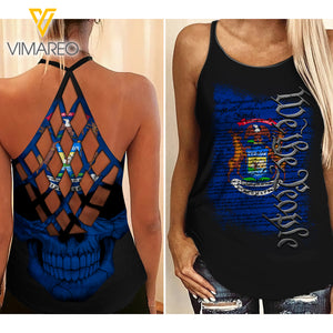 MICHIGAN-WE THE PEOPLE CRISS-CROSS OPEN BACK CAMISOLE TANK TOP