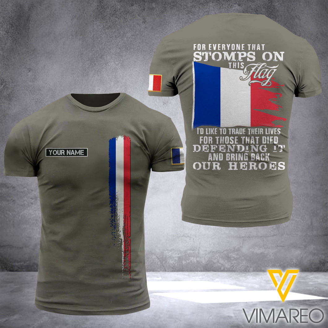 Customized French Flag 3D PRINTED TSHIRT 2904NGBD