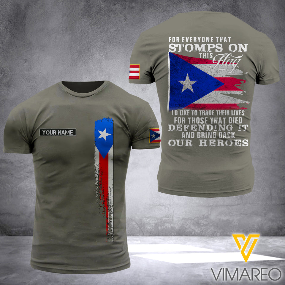 Customized Puerto rico Flag 3D PRINTED TSHIRT 2804NGBD