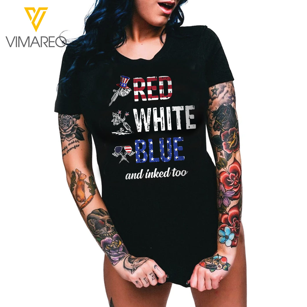 Red White Blue and Inked Tshirt RWBTL