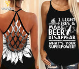 Beer Disappear Criss-Cross Open Back Camisole Tank Top NCVGE
