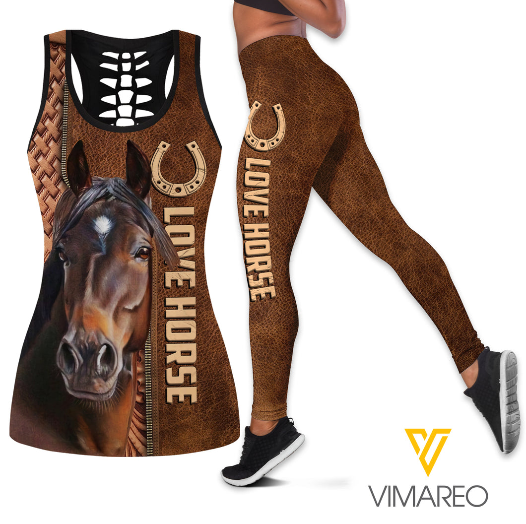 Love horse Criss-Cross Open Back Camisole Tank Top Legging V3Q